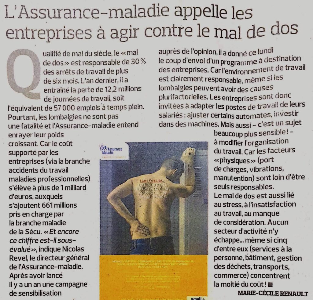 Article Figaro pour les maux de dos
